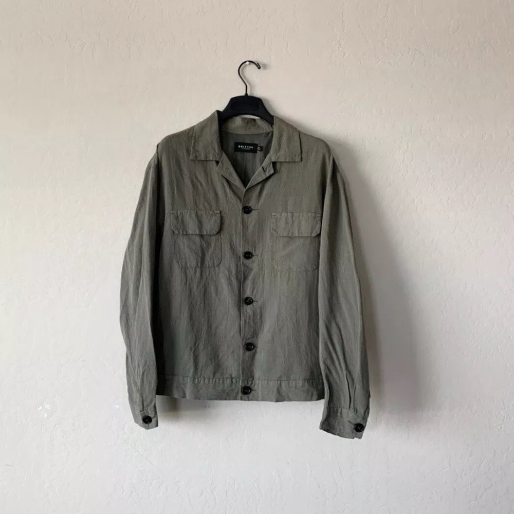 $300 Drifter Green Floral Print Summer Camp Collar Button Up Summer Shirt